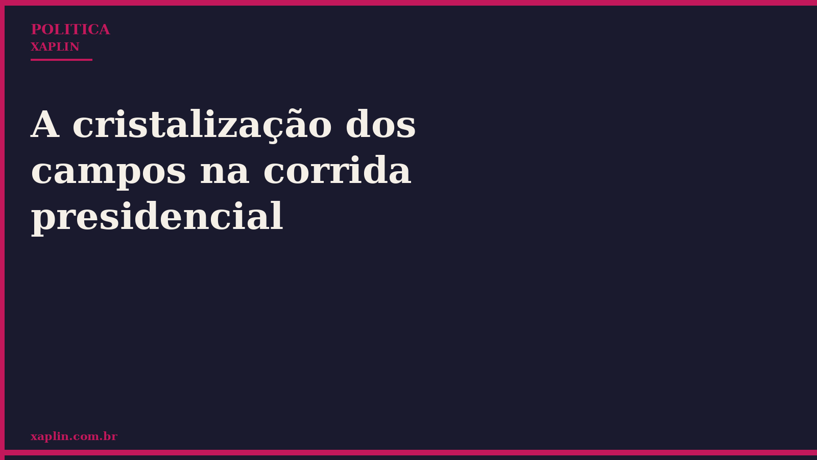 Pesquisa Quaest revela cristalização de campos na corrida presidencial