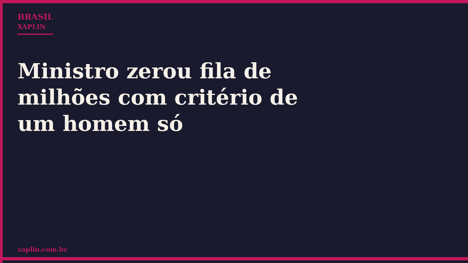 Ministro zerou fila de milhões com critério de um homem só