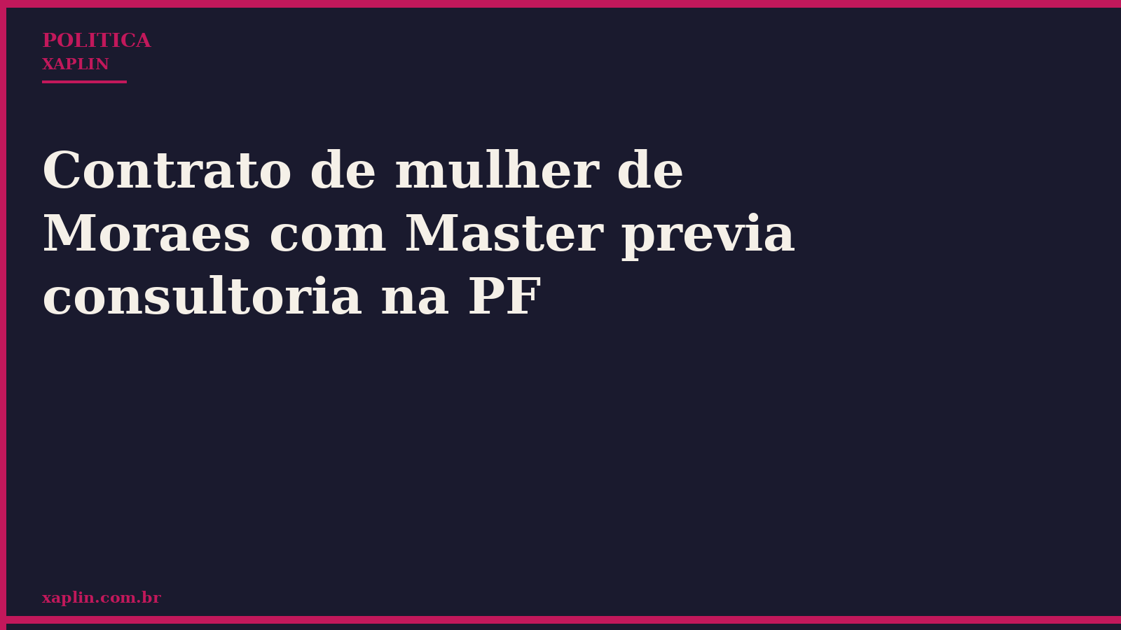Contrato de mulher de Moraes com Master previa consultoria na PF