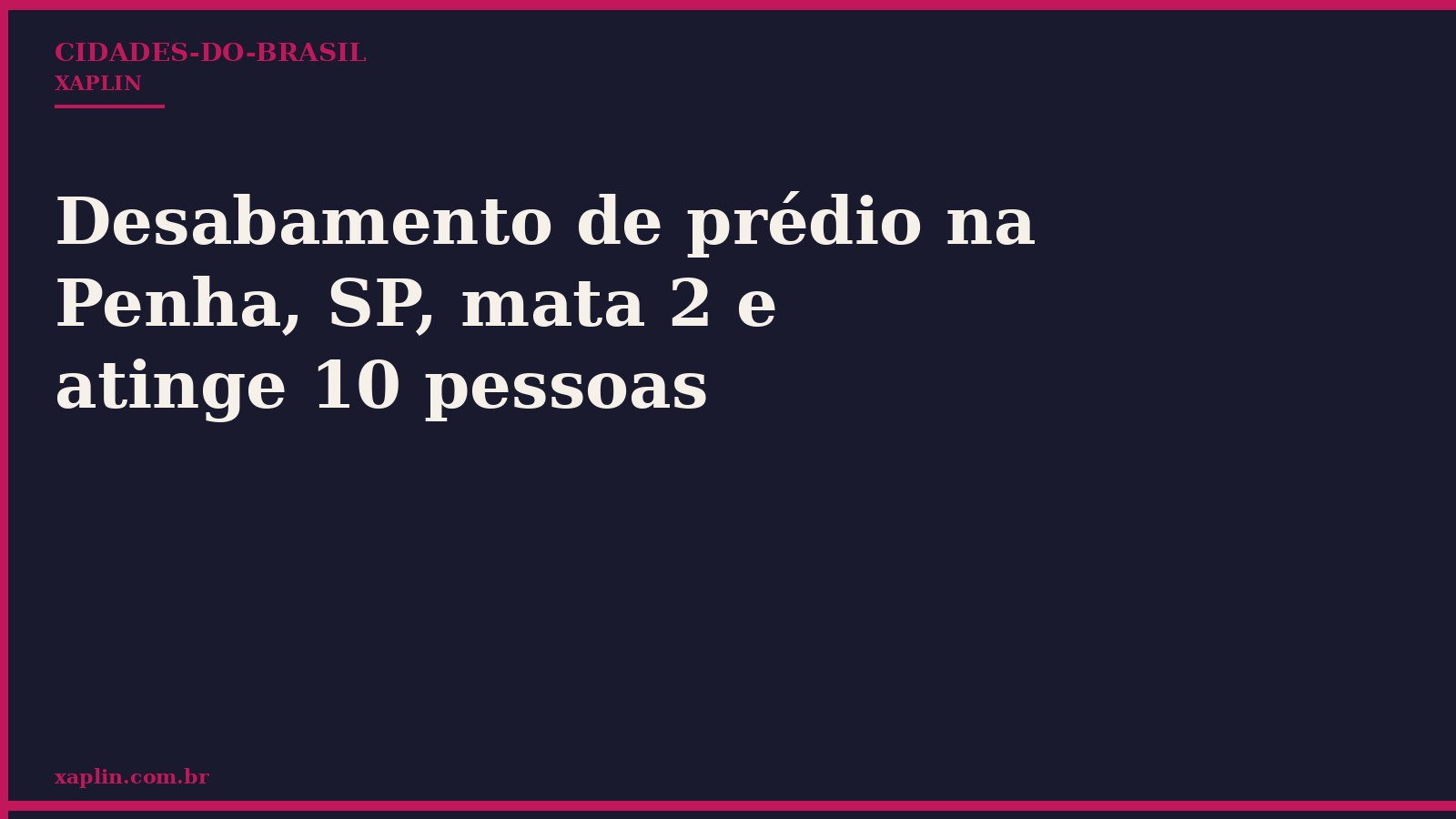 Desabamento de prédio na Penha, SP, mata 2 e atinge 10 pessoas