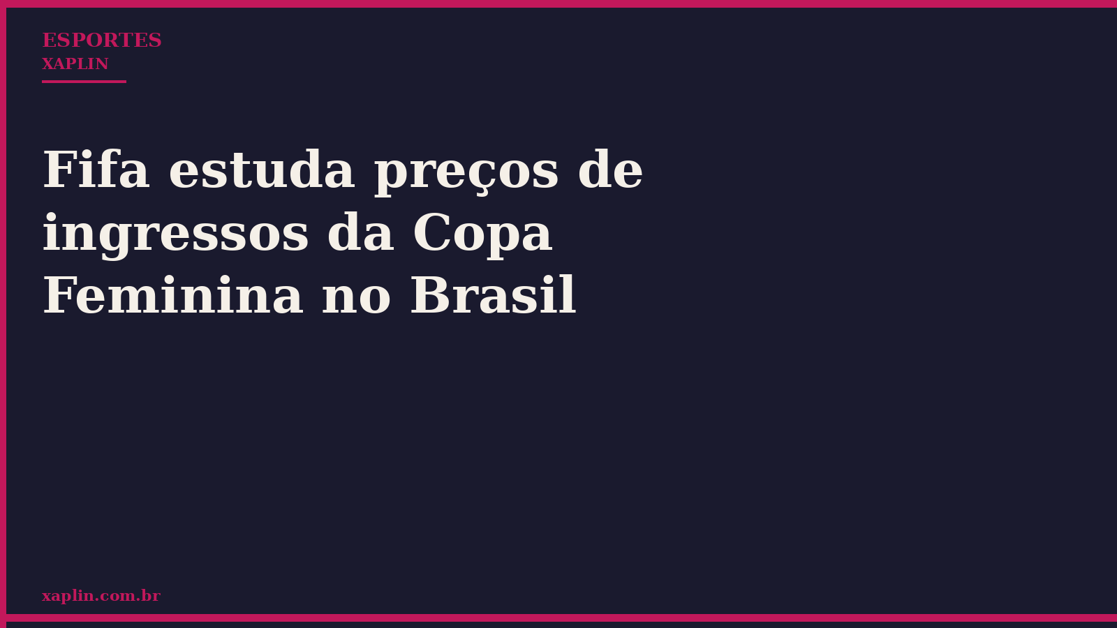 Fifa estuda preços de ingressos da Copa Feminina no Brasil