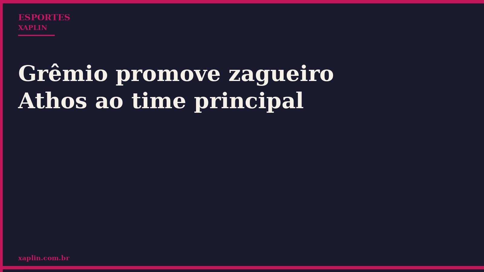 Grêmio promove zagueiro Athos ao time principal