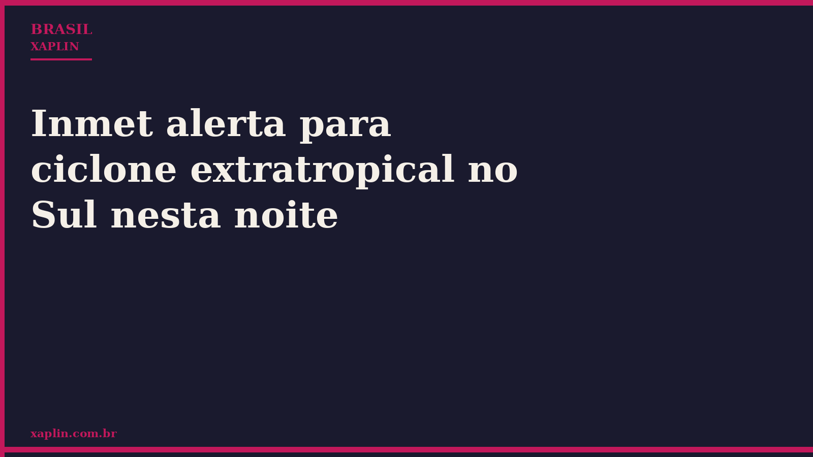 Inmet alerta para ciclone extratropical no Sul nesta noite