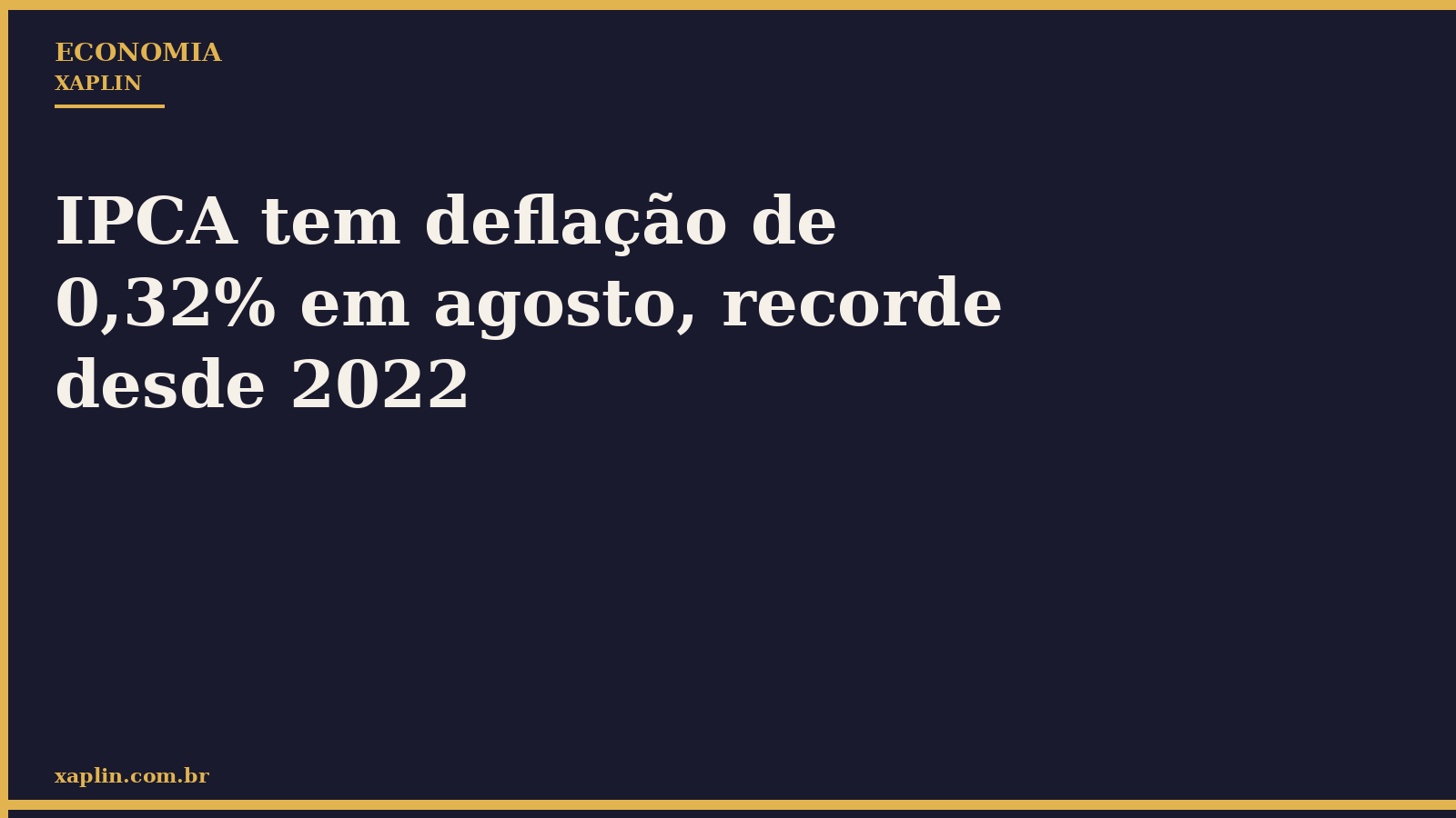 IPCA tem deflação de 0,32% em agosto, recorde desde 2022