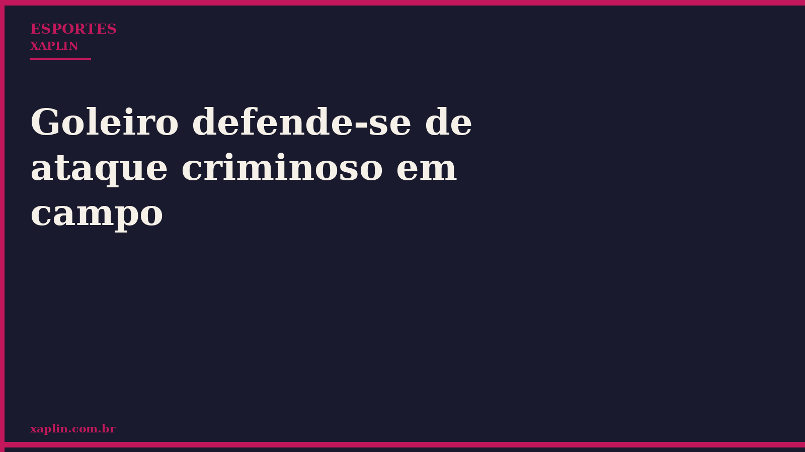 Goleiro defende-se de ataque criminoso em campo