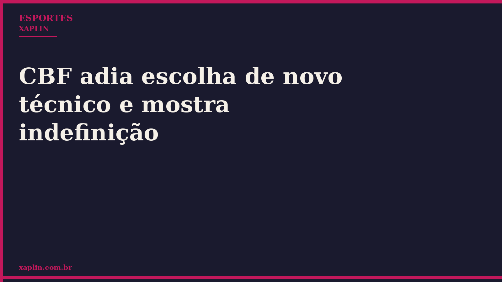 CBF adia escolha de novo técnico e mostra indefinição
