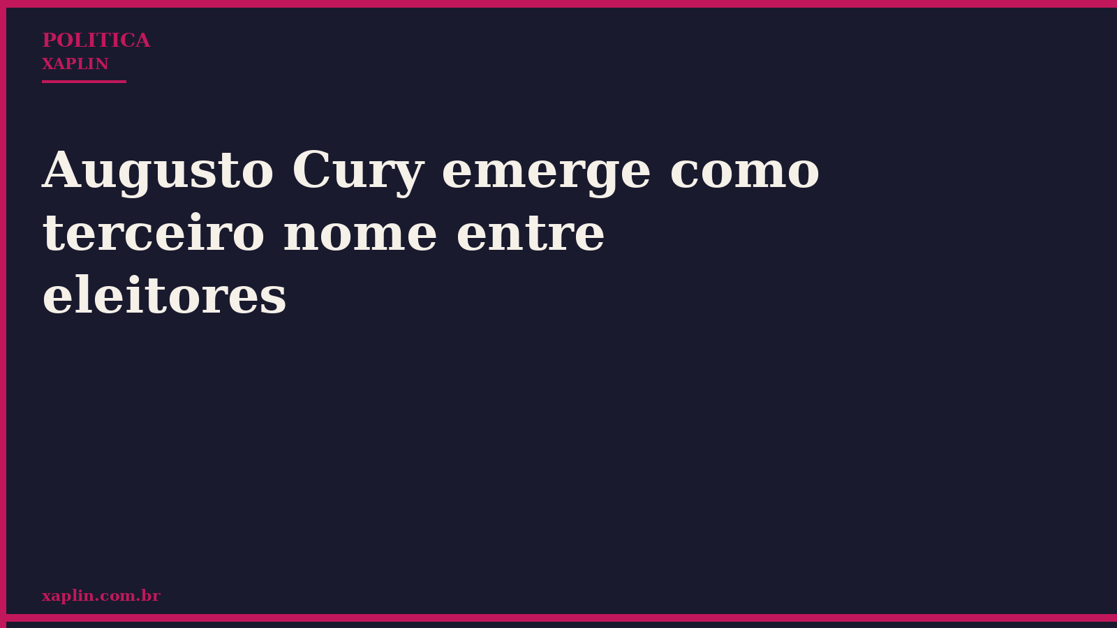 Augusto Cury emerge como terceiro nome entre eleitores