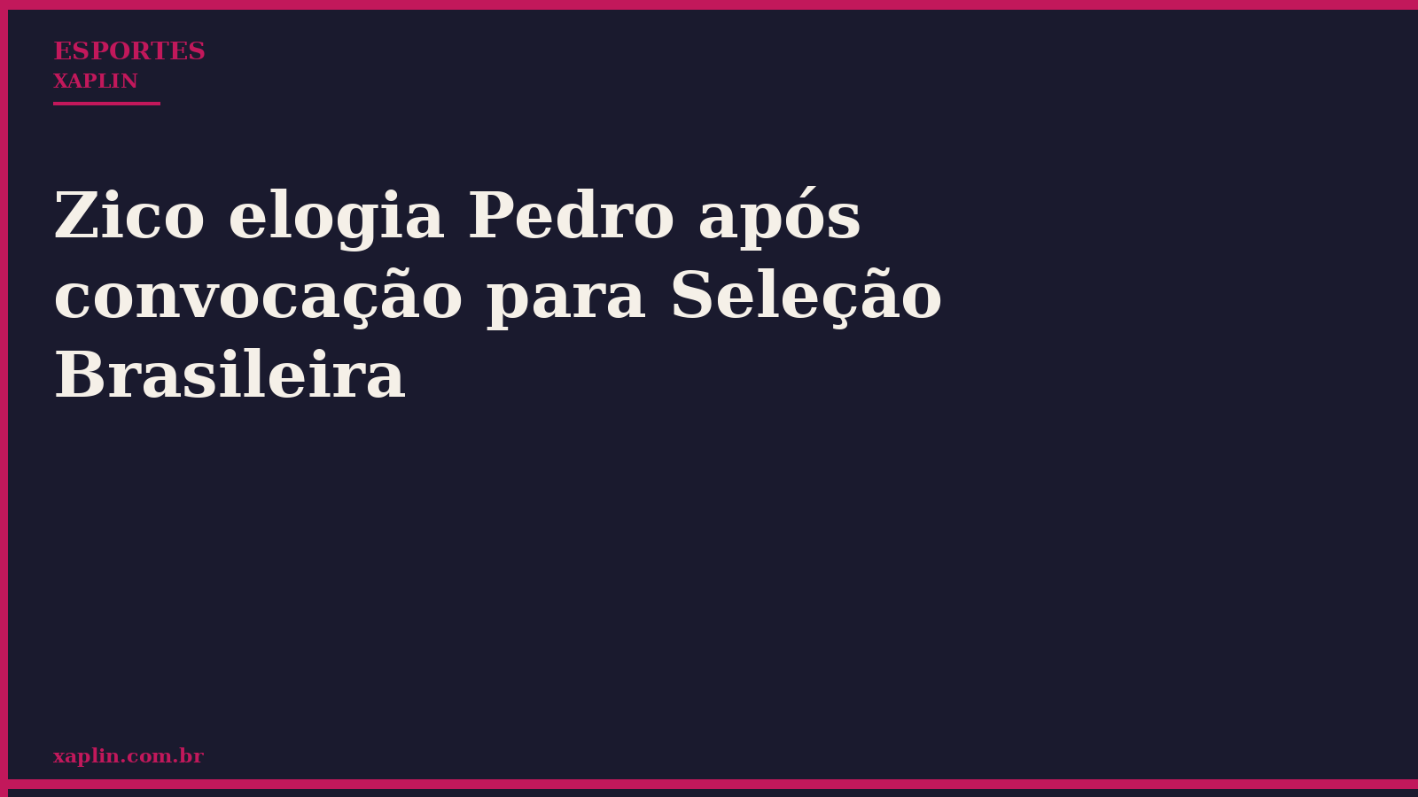Zico elogia Pedro após convocação para Seleção Brasileira
