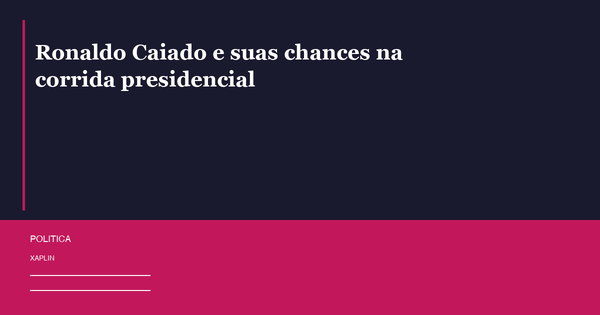 Ronaldo Caiado e suas chances na corrida presidencial