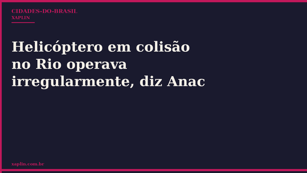 Helicóptero em colisão no Rio operava irregularmente, diz Anac