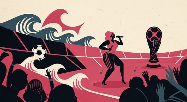 Ilustração editorial: Anitta canta na abertura da Copa do Mundo 2026 nos EUA