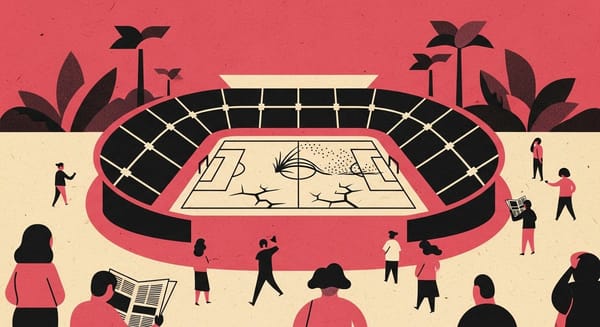 Ilustração editorial: Arena da Amazônia não tem futebol por gramado ruim 12 anos após Copa