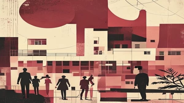 Ilustração editorial: Famílias levam corpos a necrotério após desabamento de hospital