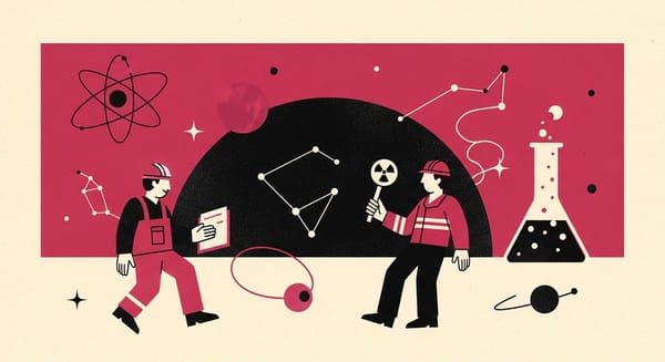 Ilustração editorial: Dois trabalhadores sofrem acidente com material radioativo no Ipen