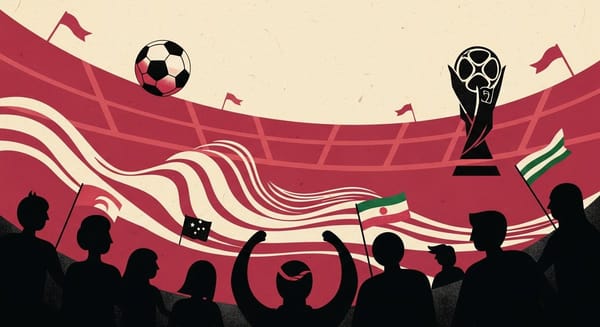 Ilustração editorial: Irã enfrenta Nova Zelândia na Copa do Mundo 2026