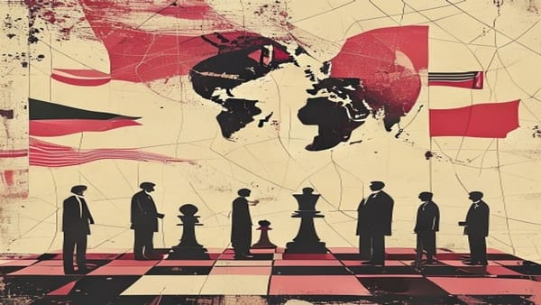 Ilustração editorial: Trump e Irã assinam acordo preliminar de paz no Oriente Médio