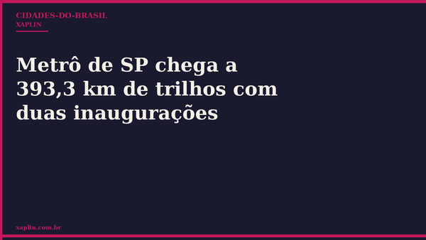 Metrô de SP chega a 393,3 km de trilhos com duas inaugurações