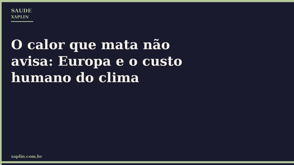 O calor que mata não avisa: Europa e o custo humano do clima