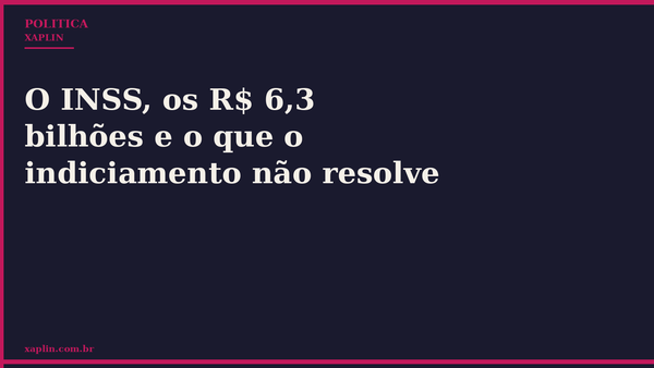 O INSS, os R$ 6,3 bilhões e o que o indiciamento não resolve