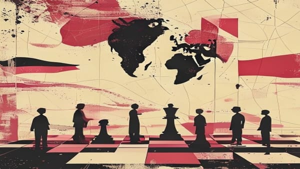 Ilustração editorial: Irã fecha Estreito de Hormuz e EUA lançam novos ataques