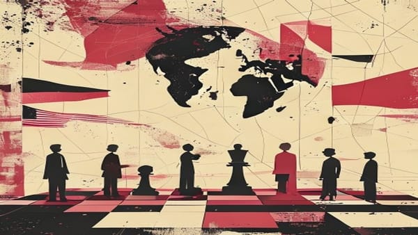 Ilustração editorial: Irã fecha Estreito de Ormuz e EUA lançam novos ataques