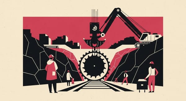 Ilustração editorial: Roda de corte gigante desce em obra do metrô até Guarulhos