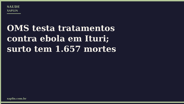 OMS testa tratamentos contra ebola em Ituri; surto tem 1.657 mortes