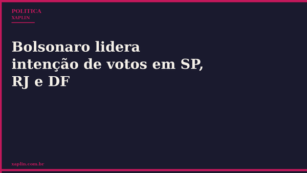 Bolsonaro lidera intenção de votos em SP, RJ e DF