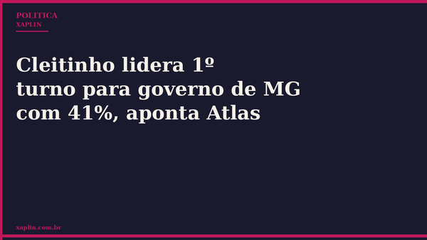 Cleitinho lidera 1º turno para governo de MG com 41%, aponta Atlas