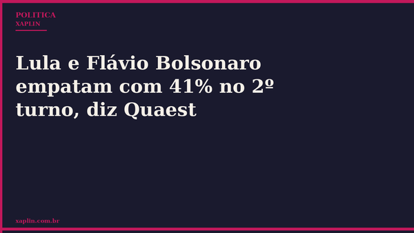 Lula e Flávio Bolsonaro empatam com 41% no 2º turno, diz Quaest