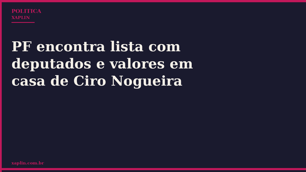 PF encontra lista com deputados e valores em casa de Ciro Nogueira