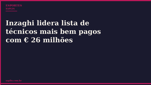 Inzaghi lidera lista de técnicos mais bem pagos com € 26 milhões