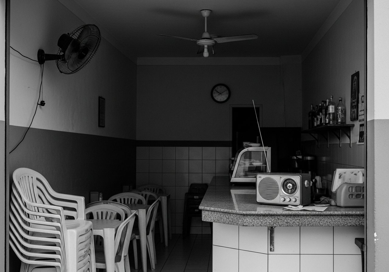 Interior de um boteco de esquina pela manhã